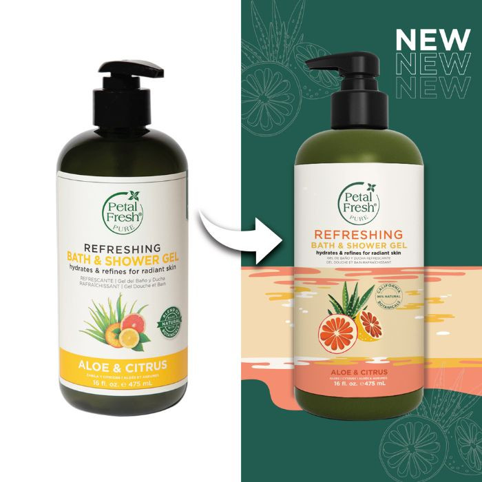 Petal Fresh Pure Refreshing Aloe and Citrus Bath & Shower Gel, Hydrating Daily Body Cleanser, 475ml