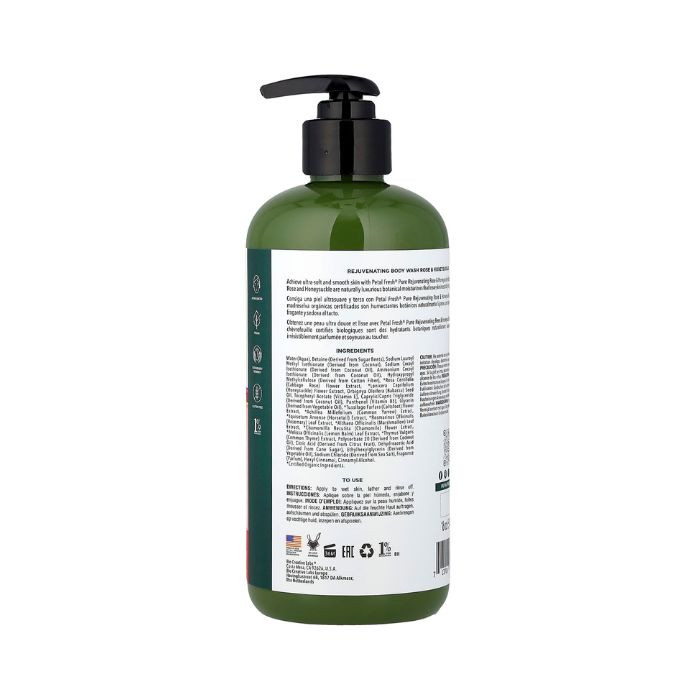 Petal Fresh Pure Rose and Honeysuckle Bath and Shower Gel, Hydrating, Soothing & Floral Skin Cleanser, 475ml