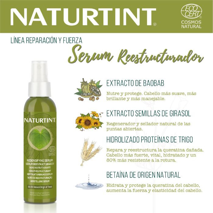 Naturtint Redensifying Serum, Hair Restructuring and Repair Treatment, 99% Natural-Origin Formula, 125ml