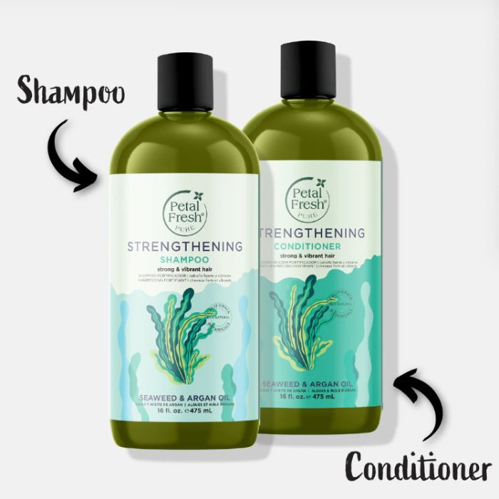 Petal Fresh Pure Strengthening Conditioner Seaweed and Argan Oil, Moisturizing Repair for Dry, Damaged Hair, 475ml