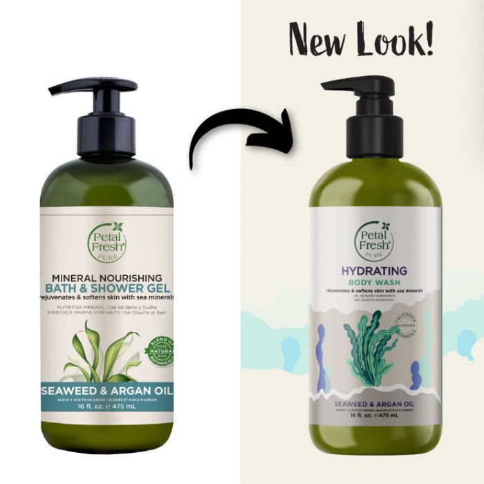 Petal Fresh Pure Hydrating Body Wash, Seaweed and Argan Oil, Moisturizing for Soft Skin, 475ml