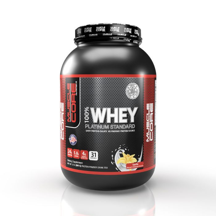 Muscle Core 100% Whey Platinum Standard Vanilla, High Protein Blend for Muscle and Recovery, 2lb