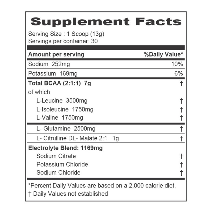 Muscle Core BCAA Fruit Punch Formula for Muscle Recovery and Endurance, 30 Servings