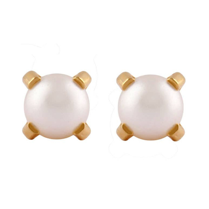 Studex Tiny Tips Gold Plated Tiffany 4mm White Pearl Stud Earrings, Hypoallergenic for Sensitive Ears