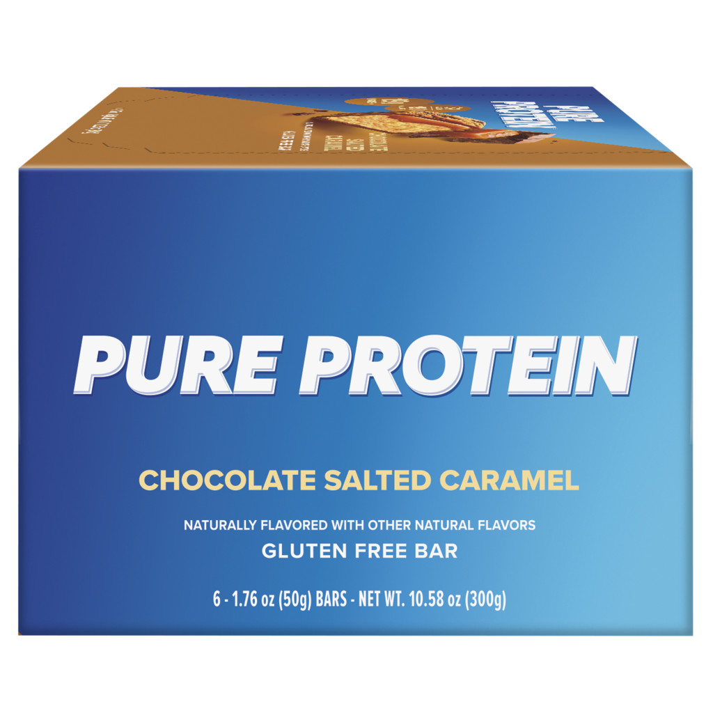 Pure Protein Bar Chocolate Salted Caramel, High Protein, Low Sugar Snack, Gluten-Free Recovery Fuel 50g – Box of 6