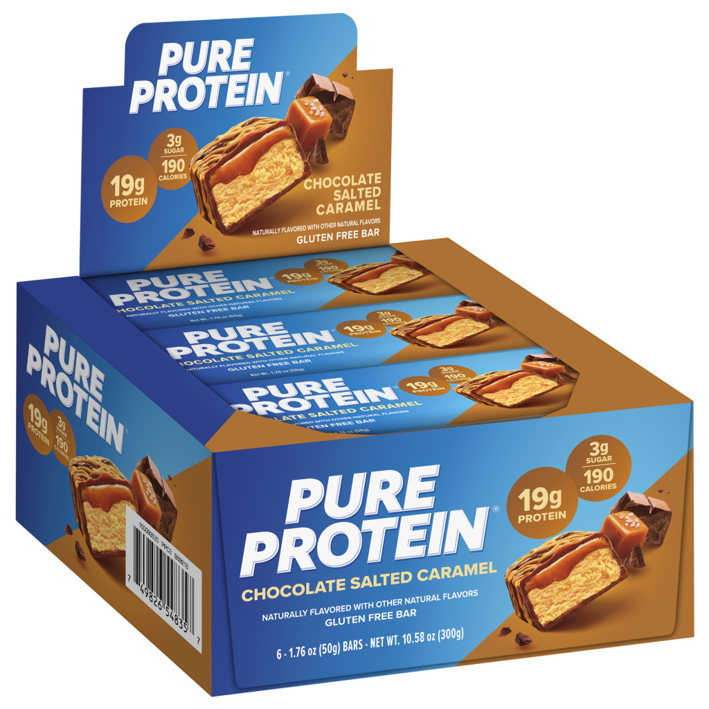 Pure Protein Bar Chocolate Salted Caramel, High Protein, Low Sugar Snack, Gluten-Free Recovery Fuel 50g – Box of 6