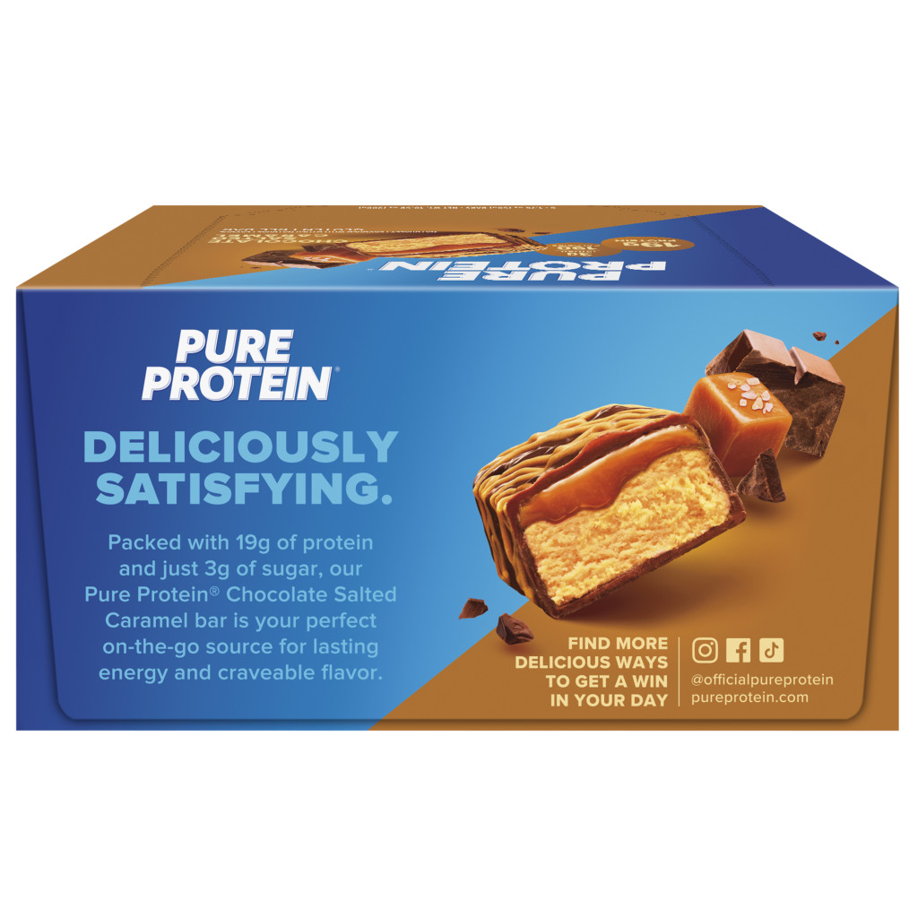 Pure Protein Bar Chocolate Salted Caramel, High Protein, Low Sugar Snack, Gluten-Free Recovery Fuel 50g – Box of 6