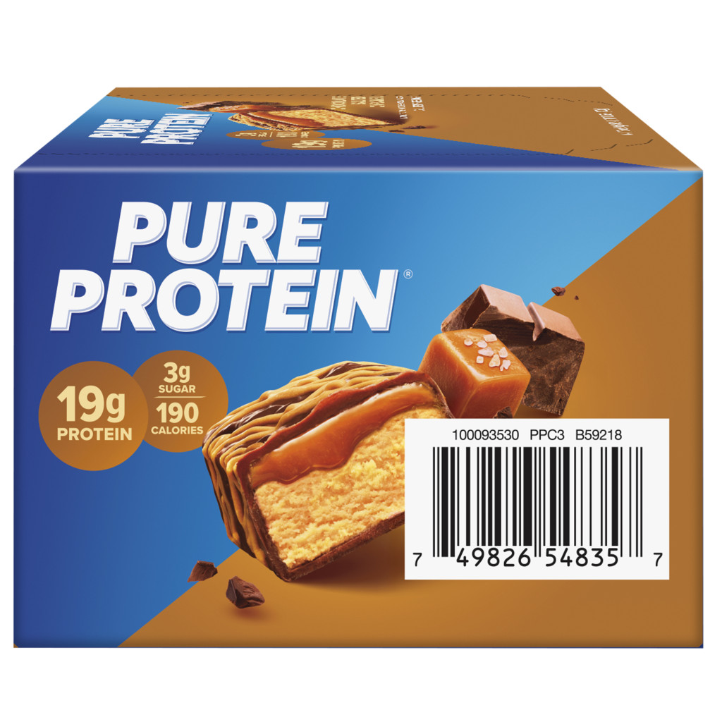 Pure Protein Bar Chocolate Salted Caramel, High Protein, Low Sugar Snack, Gluten-Free Recovery Fuel 50g – Box of 6