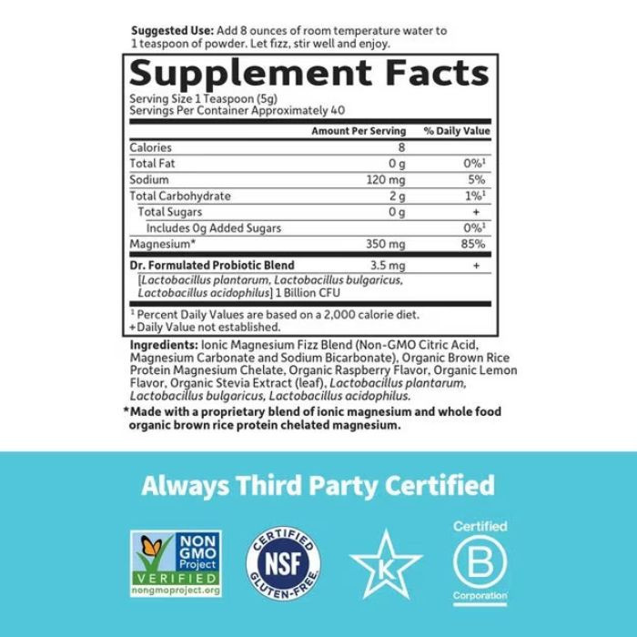 Garden of Life Dr. Formulated Magnesium Raspberry Lemon, Vegan Powder for Sleep, Relaxation & Muscle Support, 421.5g