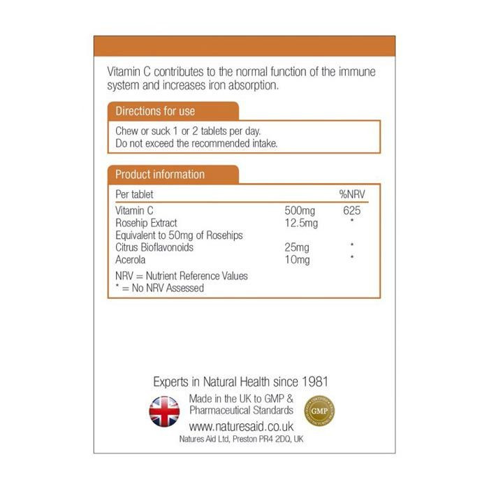 كبسولات فيتامين C القابلة للمضغ 500 ملغم خالية من السكر 100 قرص
