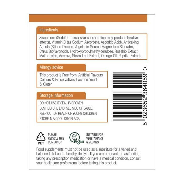 كبسولات فيتامين C القابلة للمضغ 500 ملغم خالية من السكر 100 قرص