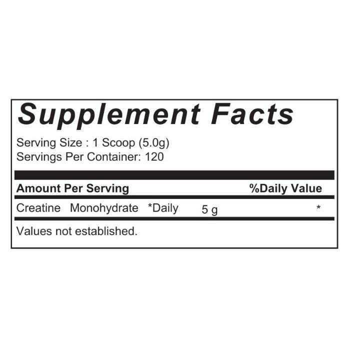 Muscle Core Creatine Monohydrate Powder 600g, Unflavored Muscle Support, 120 Servings