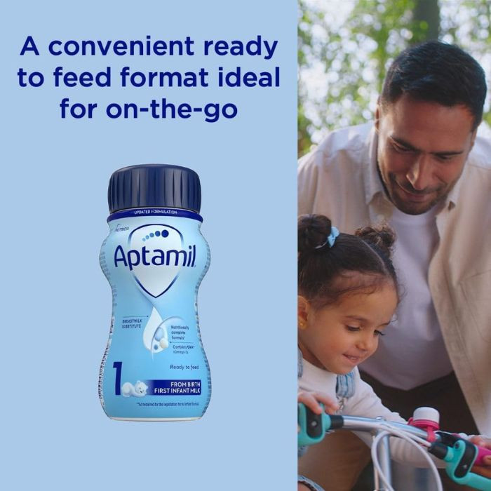 Aptamil Infant Formula Ready To Drink, Complete Baby Nutrition from Birth, 200ml
