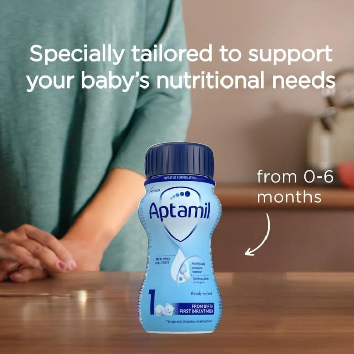 Aptamil Infant Formula Ready To Drink, Complete Baby Nutrition from Birth, 200ml