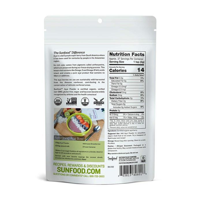 Sunfood Superfoods Acai Powder Organic 113 g