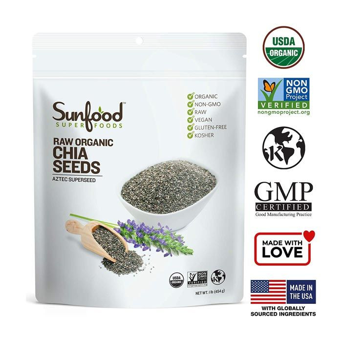 Sunfood Superfoods Chia Seeds Organic Raw 1lb