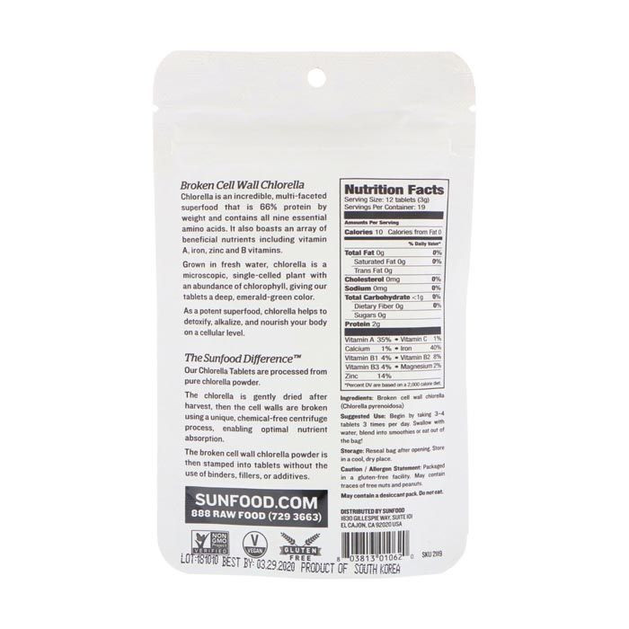 Sunfood Superfoods Chlorella 228 Tablets