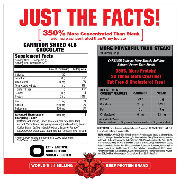 Muscle Meds Carnivor Shred - Beef Protein Isolate, Fat Burner, Build Muscle & Burn Fat Fast, Chocolate - 4 lbs