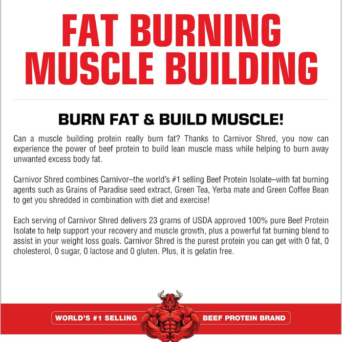 Muscle Meds Carnivor Shred - Beef Protein Isolate, Fat Burner, Build Muscle & Burn Fat Fast, Chocolate - 4 lbs