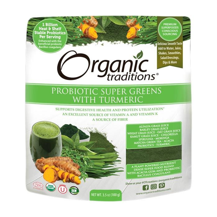 Buy Organic Traditions Probiotic Super Greens With Turmeric 100 g