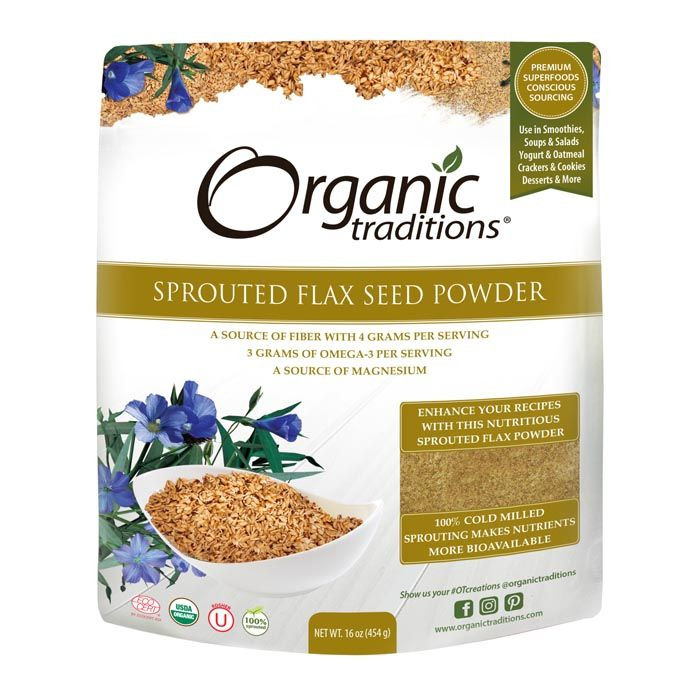 Organic Traditions Sprouted Flax Seed Powder 454 g