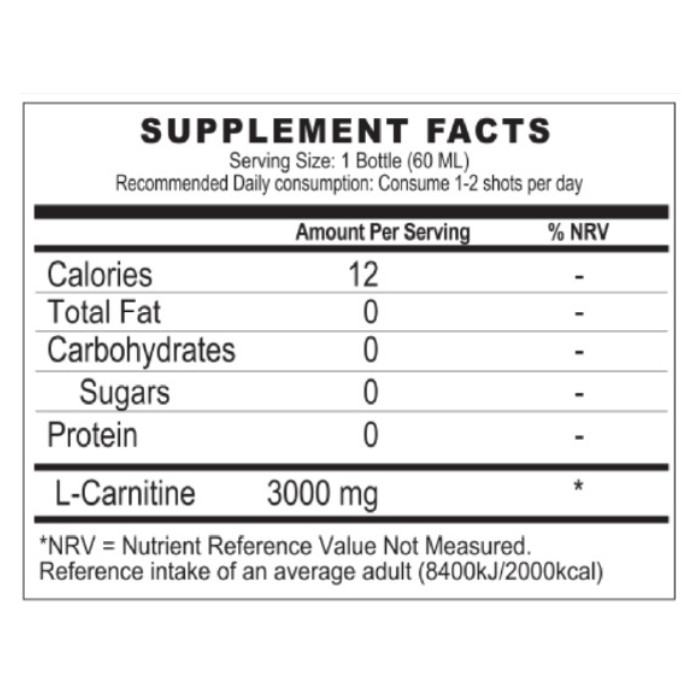 Muscle Core L-Carnitine 3000mg Berry 60ml, Liquid Fat Burner and Energy Support, Box of 12