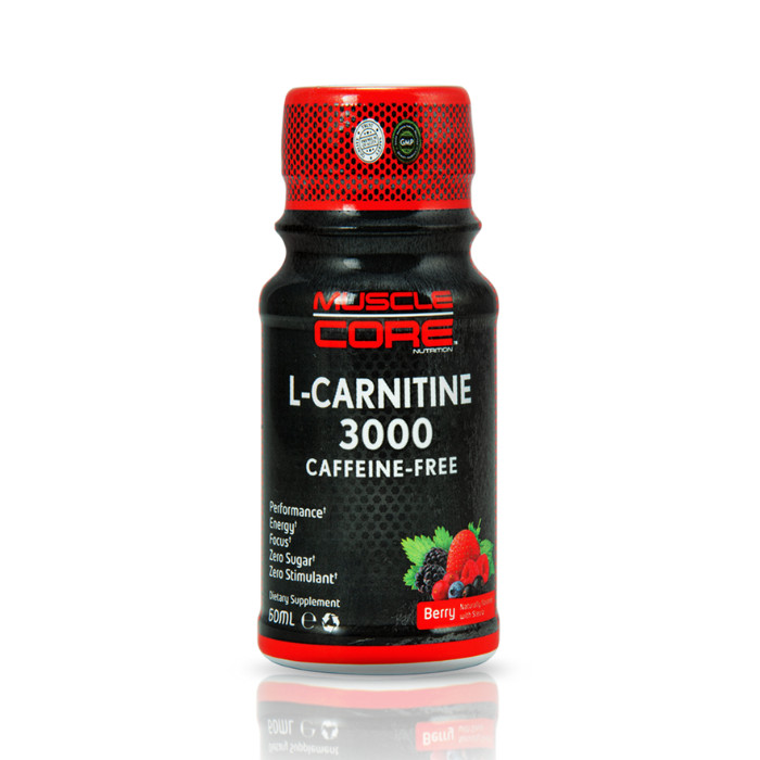 Muscle Core L-Carnitine 3000mg Berry 60ml, Liquid Fat Burner and Energy Support, Box of 12