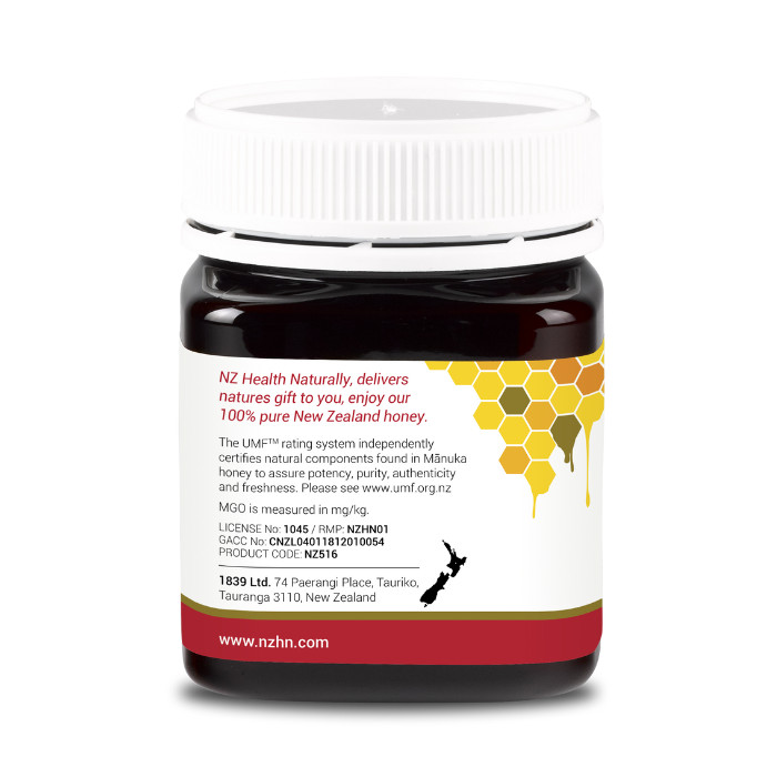 NZ Health UMF 7+ Manuka Honey, Natural Antibacterial Support & No Additives – 250g