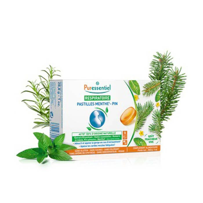 أقراص Puressentiel  مستحلبات الجهاز التنفسي بالنعناع والصنوبر- 18 قرص