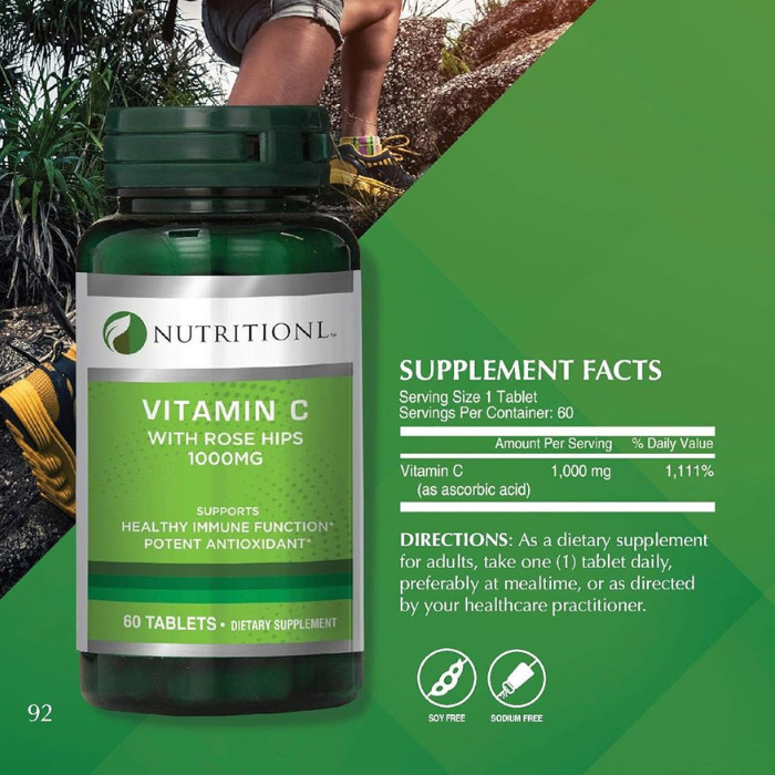 Nutritionl Vitamin C 1000mg with Rose Hips, Immune Support and Antioxidant - Tablets 60s