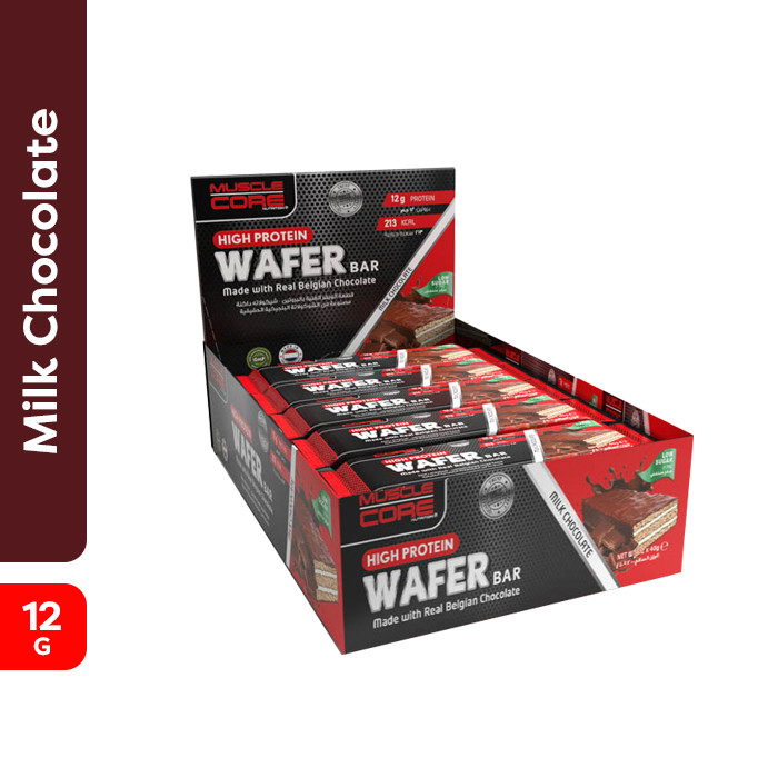 Muscle Core High Protein Wafer Bar Milk Chocolate 40g – Box Of 12 Pieces