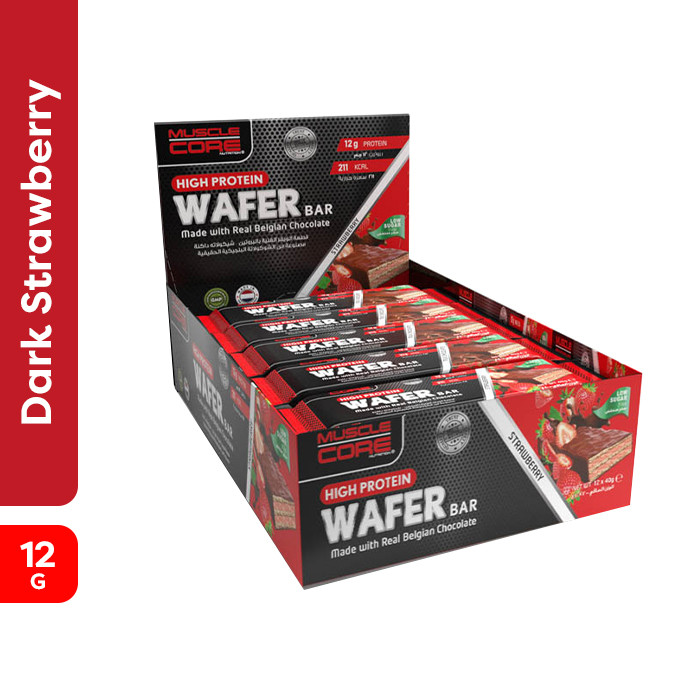 Muscle Core High Protein Wafer Bar Strawberry 40g -Box Of 12 Pieces