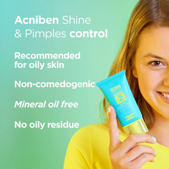 Isdin Acniben Shine and Blemish Control Gel Cream, Oil-Free Hydration for Oily & Acne-Prone Skin, 40ml