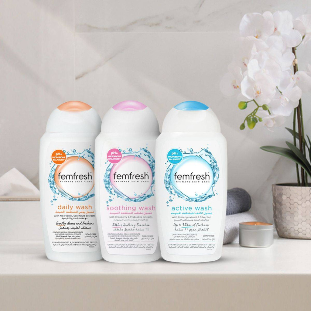 Femfresh Intimate Active Fresh Wash, pH Balanced Daily Cleanser for Freshness, 250ml