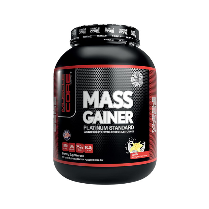 Muscle Core Mass Gainer Vanilla, High-Calorie Weight Gainer for Muscle Growth and Strength, 6 lb