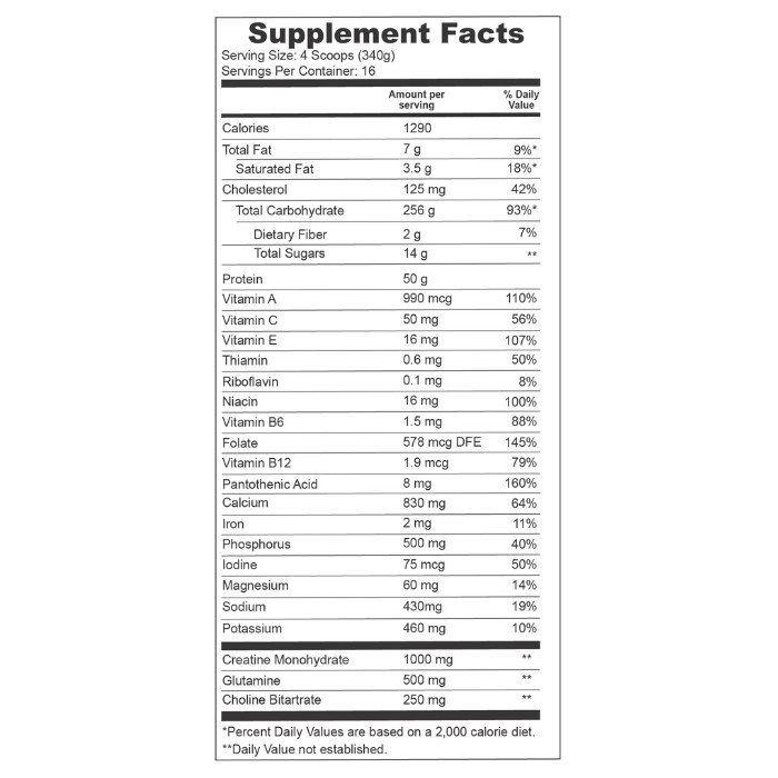 Muscle Core Mass Gainer Chocolate, High-Calorie Weight and Muscle Gain Supplement, 12 lb