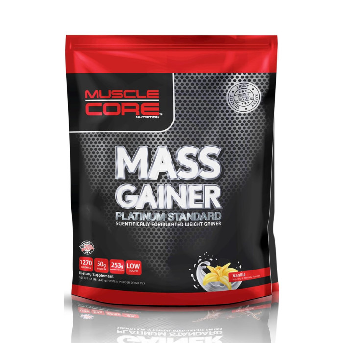 Muscle Core Mass Gainer Vanilla, High-Calorie Weight Gainer for Muscle Size and Strength, 12 lb