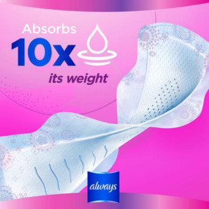 Always Radiant Feminine Pads Size 1, Regular Absorbency, FlexFoam, Unscented – 100% Leak-Free & Odor Control 13s