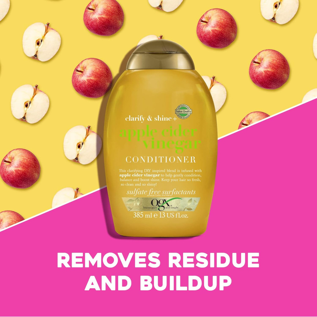 Ogx Apple Cider Vinegar Conditioner - Sulfate-Free Shine Enhancing, Clarifying, and Detangling for Fine and Dry Hair – 385 ml