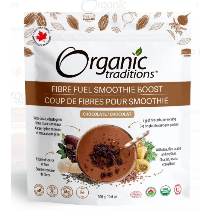 Buy Organic Traditions Fibre Fuel Smoothie Boost Chocolate 300 g online