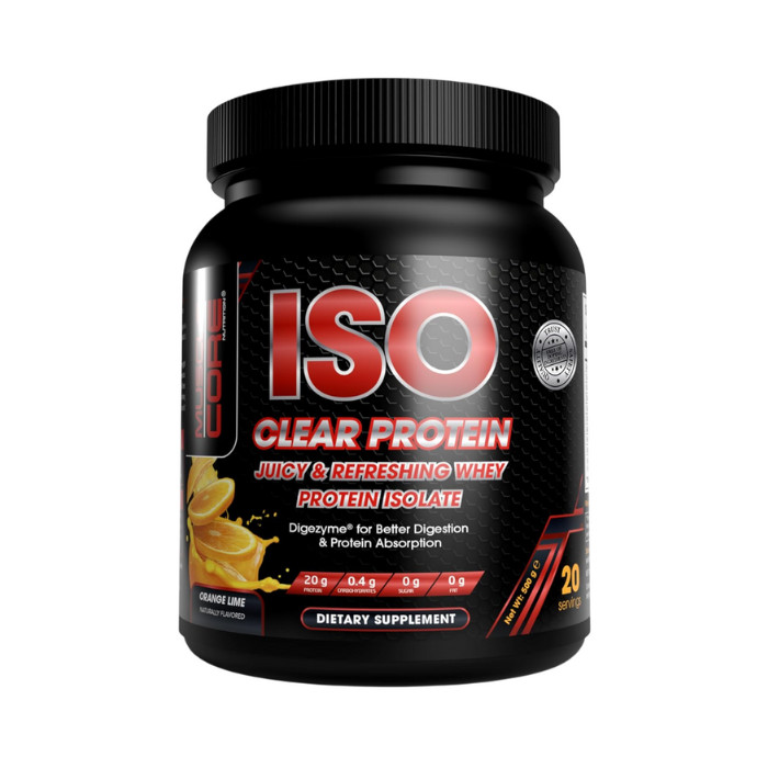 Muscle Core ISO Clear Protein Orange Lime, Refreshing Whey Isolate for Lean Muscle, 500g