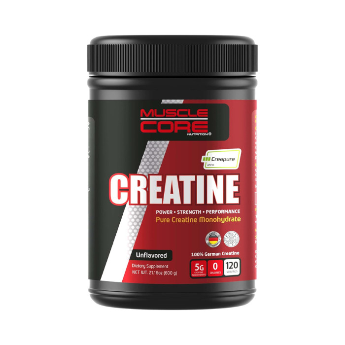 Muscle Core Creatine Creapure Unflavoured 600g, Pure Micronized Creatine Monohydrate, 120 Servings