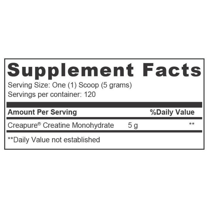 Muscle Core Creatine Creapure Unflavoured 600g, Pure Micronized Creatine Monohydrate, 120 Servings