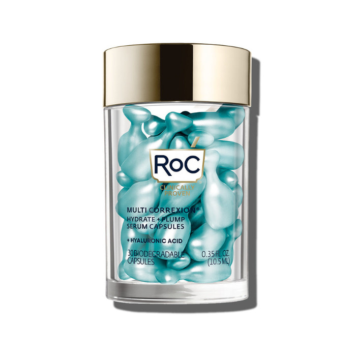 Roc Multi Correxion Hydrate + Plump Hyaluronic Acid Serum Capsules, Anti-Aging Face Serum for Deep Hydration & Smooth, Plump Skin – 30 Count
