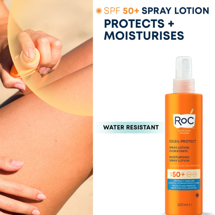 Roc Soleil-Protect Moisturizing Spray Lotion (SPF 50+) Broad-Spectrum Sun Protection & Hydration, 200ml