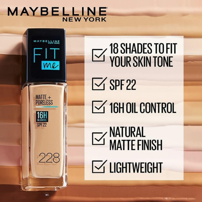 Maybelline New York Fit Me Matte & Poreless Foundation 16H (SPF 22)-228