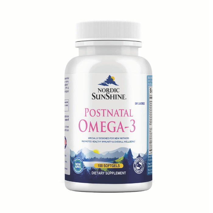Nordic Sunshine Postnatal Omega-3 - Mood, Brain & Infant Development Support for New Moms – 100 Softgels