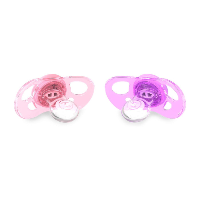 Twistshake Pacifier 6m+ Pastel Pink Purple 2s