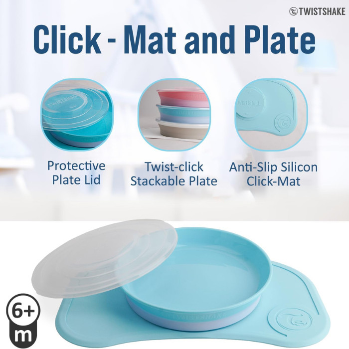 Twistshake Click-Mat Mini + Plate Pastel Blue