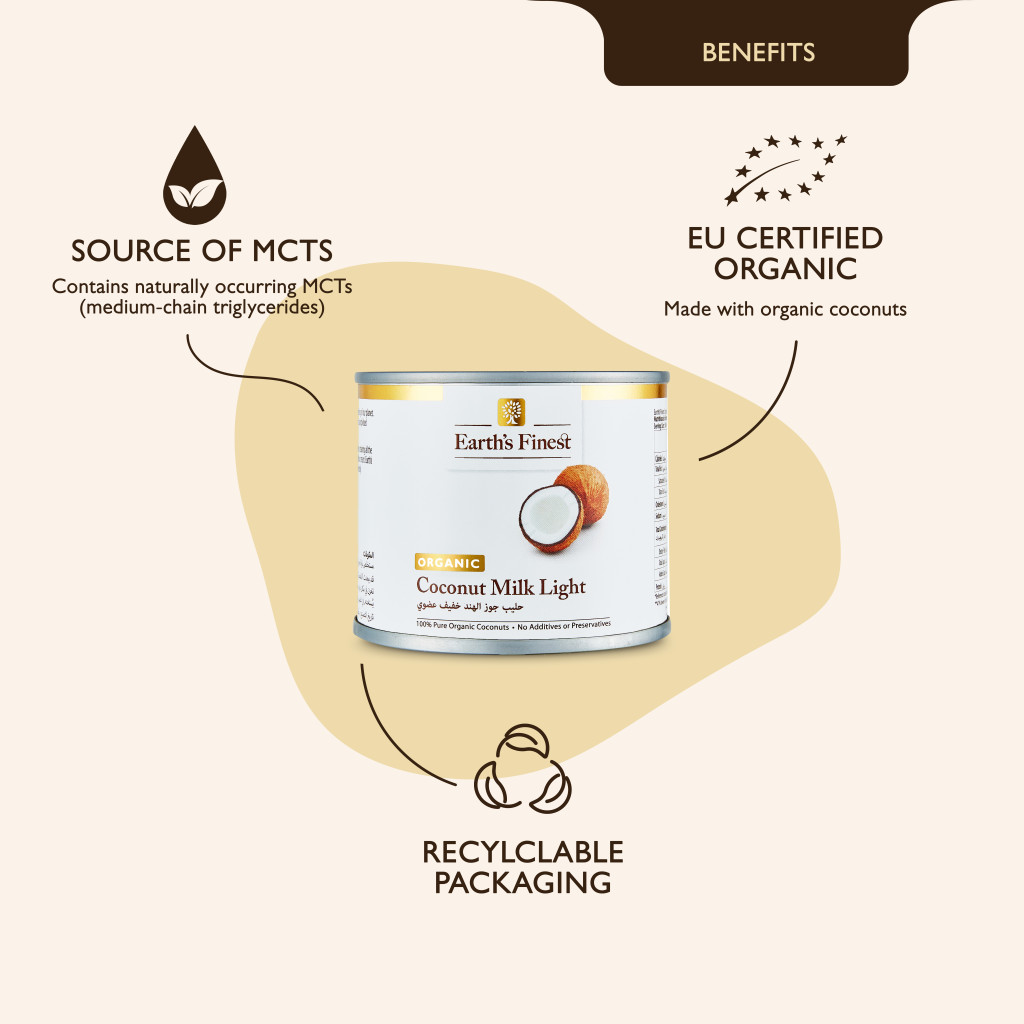 Earth’s Finest Organic Coconut Milk Light, Unsweetened, Vegan, Dairy-Free, BPA-Free, Low-Fat & Long Life, 200ml